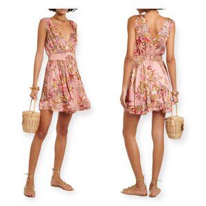Poupette St Barth Bessie Dress In Pink Leo Forest,  Size L, New with Tag